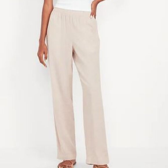 Old Navy linen blend pull on pants high rise straight leg Size US S - Picture 1 of 9
